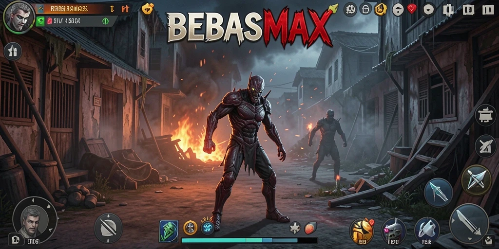 Screenshot gameplay BEBASMAX menampilkan suasana horor yang mencekam.