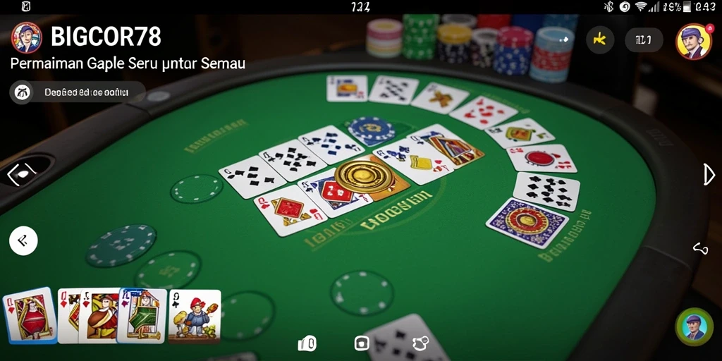Tangkapan layar utama BIGCOR78 menampilkan gameplay Gaple yang menarik dan interaktif.