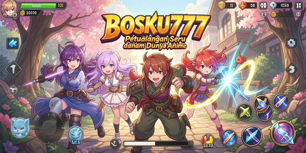 Screenshot gameplay BOSKU777 menampilkan aksi seru karakter anime.