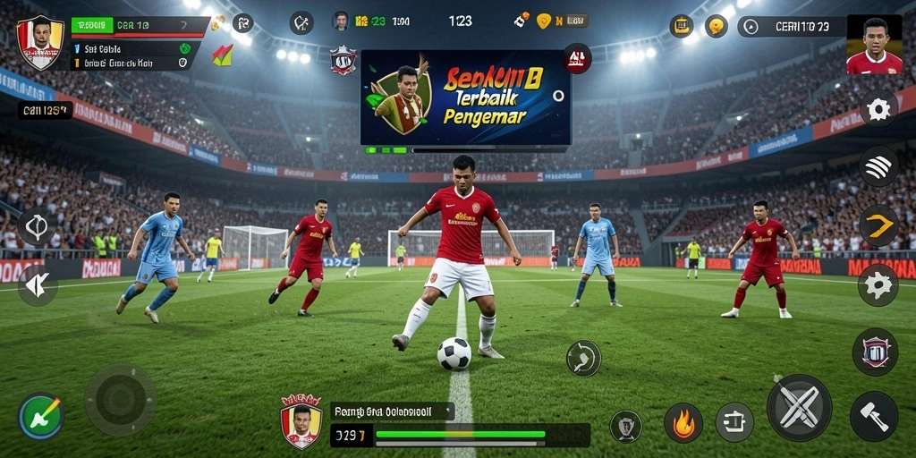 Tampilan gameplay CERI123 yang memukau dalam aksi sepak bola.