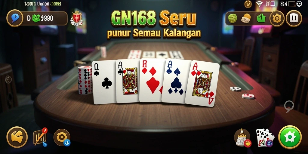 Screenshot utama GN168 menampilkan pemain sedang asyik bermain domino.