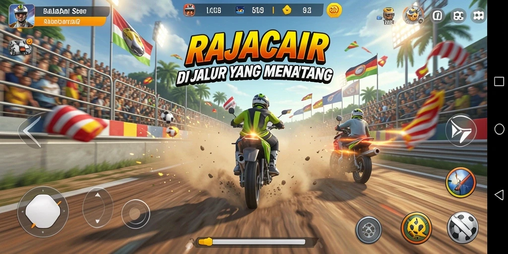 Tampilan menarik dari gameplay RAJACAIR yang penuh aksi balapan.