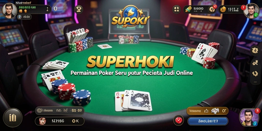 Tampilan screenshot utama SUPERHOKI menampilkan gameplay poker yang mendebarkan.